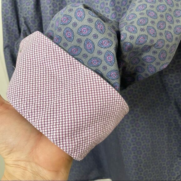 Thomas Dean Button Down Shirt Long sleeve Retro 70’s Funky Pattern size XL - Picture 11 of 12